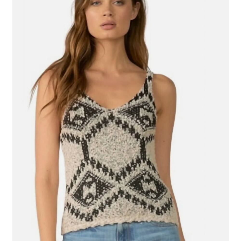 Elan Size S V-Neck‎ Aztec Print Geometric Sweater Tank Swank Top Casual Boho